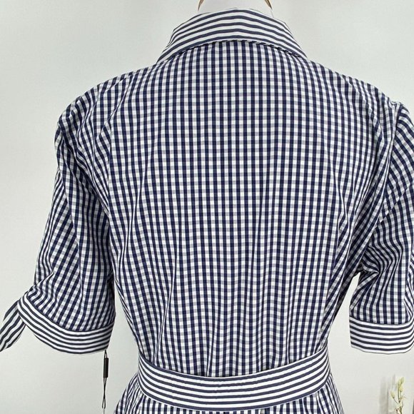 CALVIN KLEIN PETITE BLUE & WHITE GINGHAM MAXI DRESS SIZE 12 PETITE - Picture 16 of 16